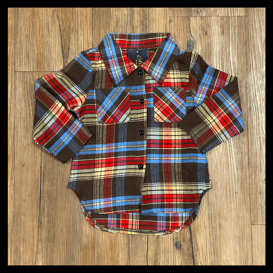 aria kai 1-2Y Sky plaid Blouse & matching hat