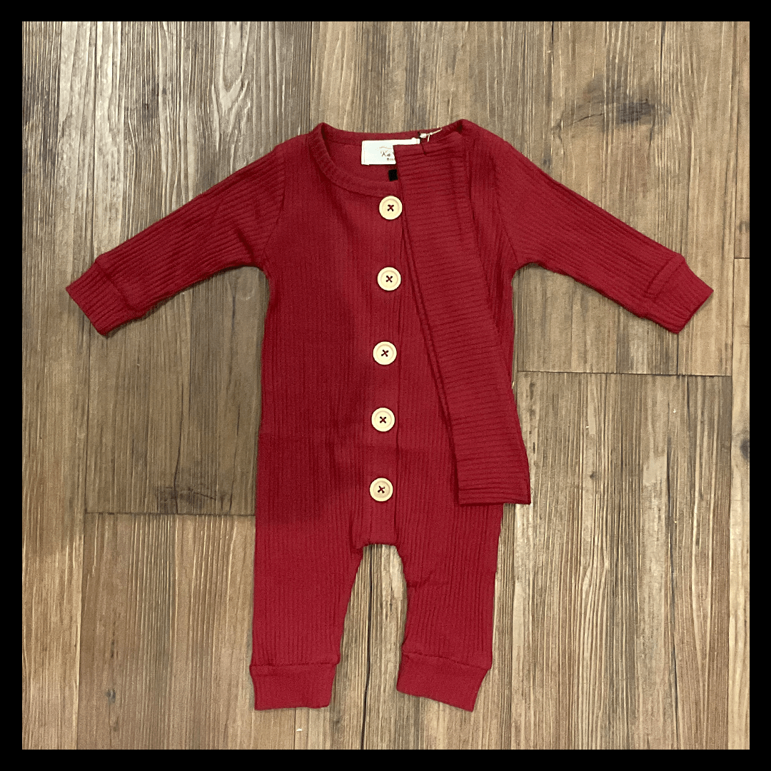 aria kai Burgundy onesie with headband