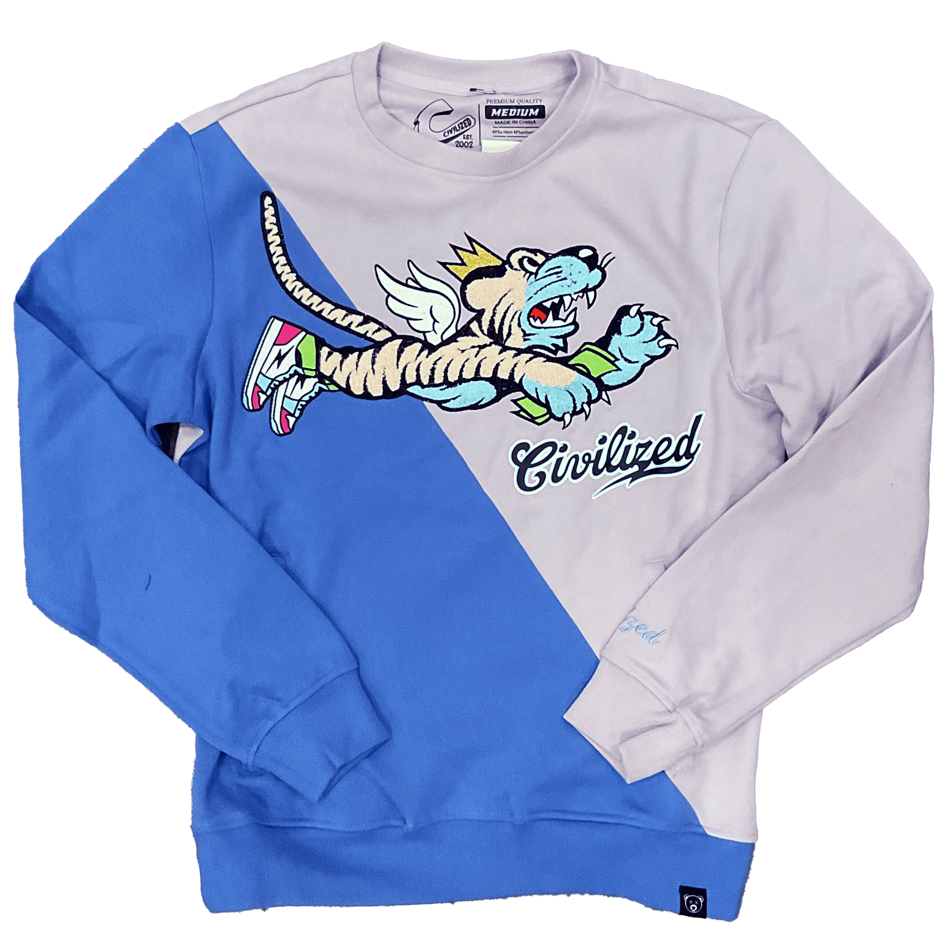 Civilized Lavender Tiger Color Block Crewneck