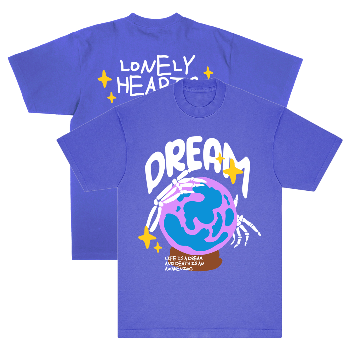 LONLY HEARTS T SHIRT S Lt Brown Life Is A Dream Garment-dye T-Shirt