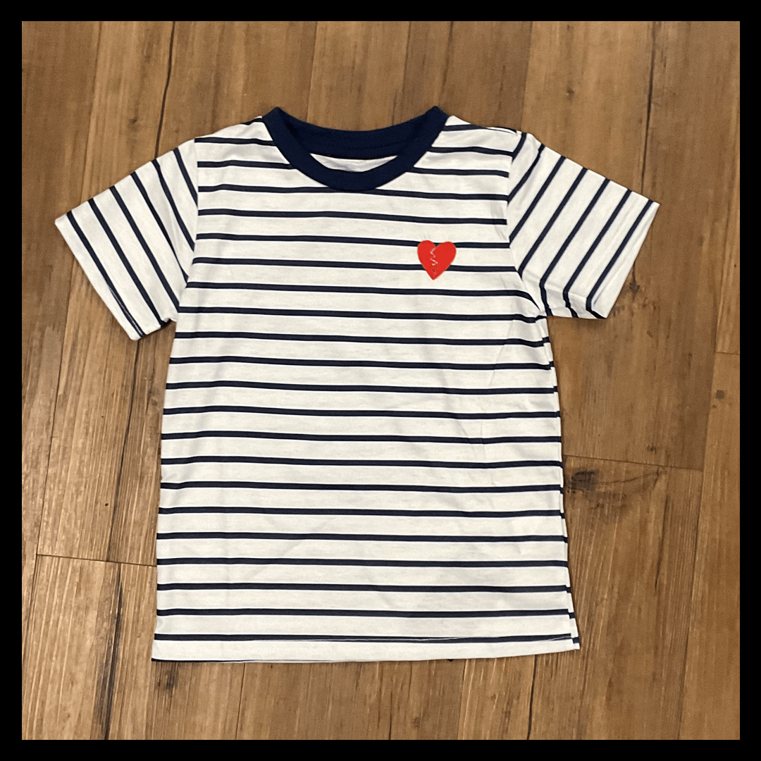 Mastermind315 Blue strip broken heart shirt