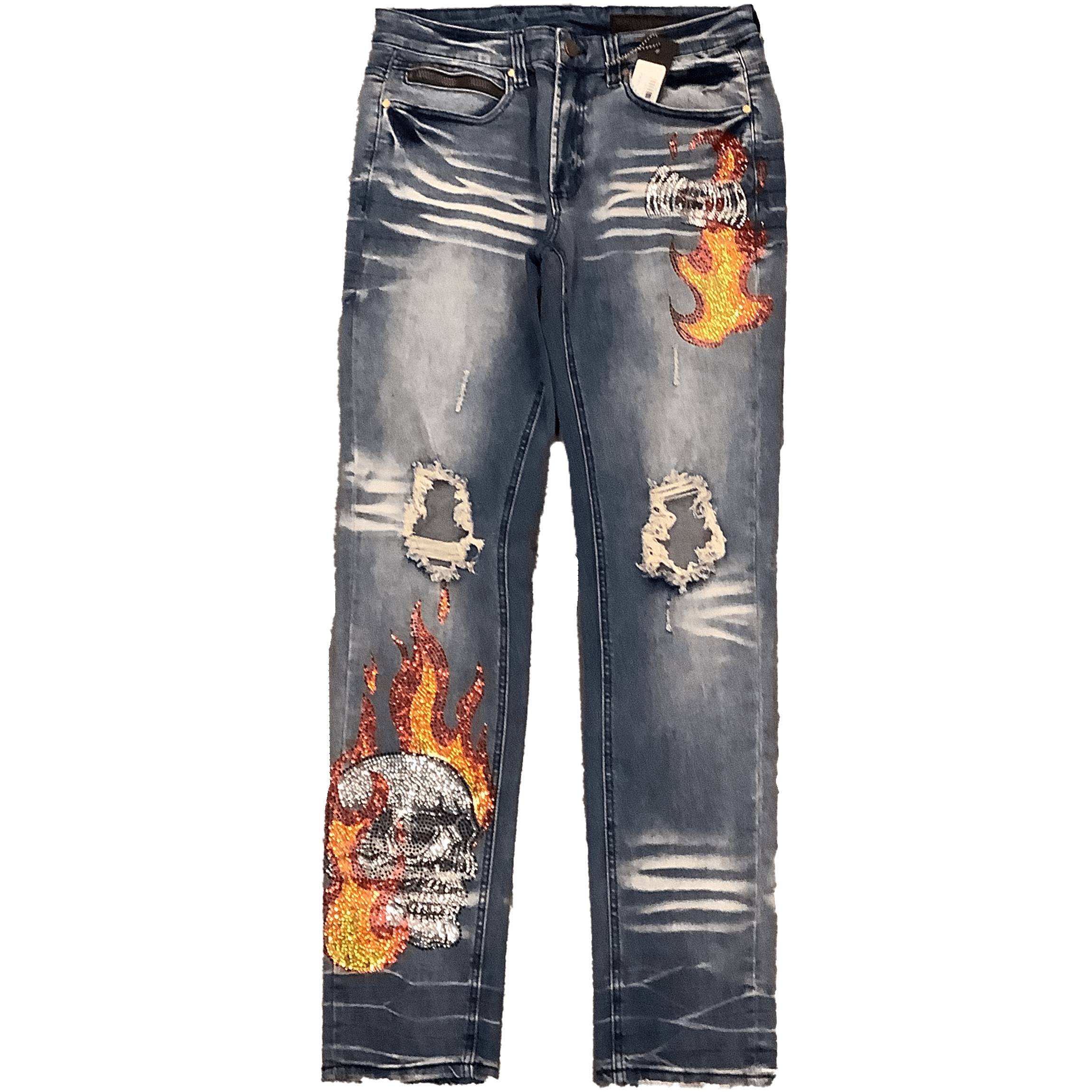 Mastermind315 Dark blue rockstar flame denim