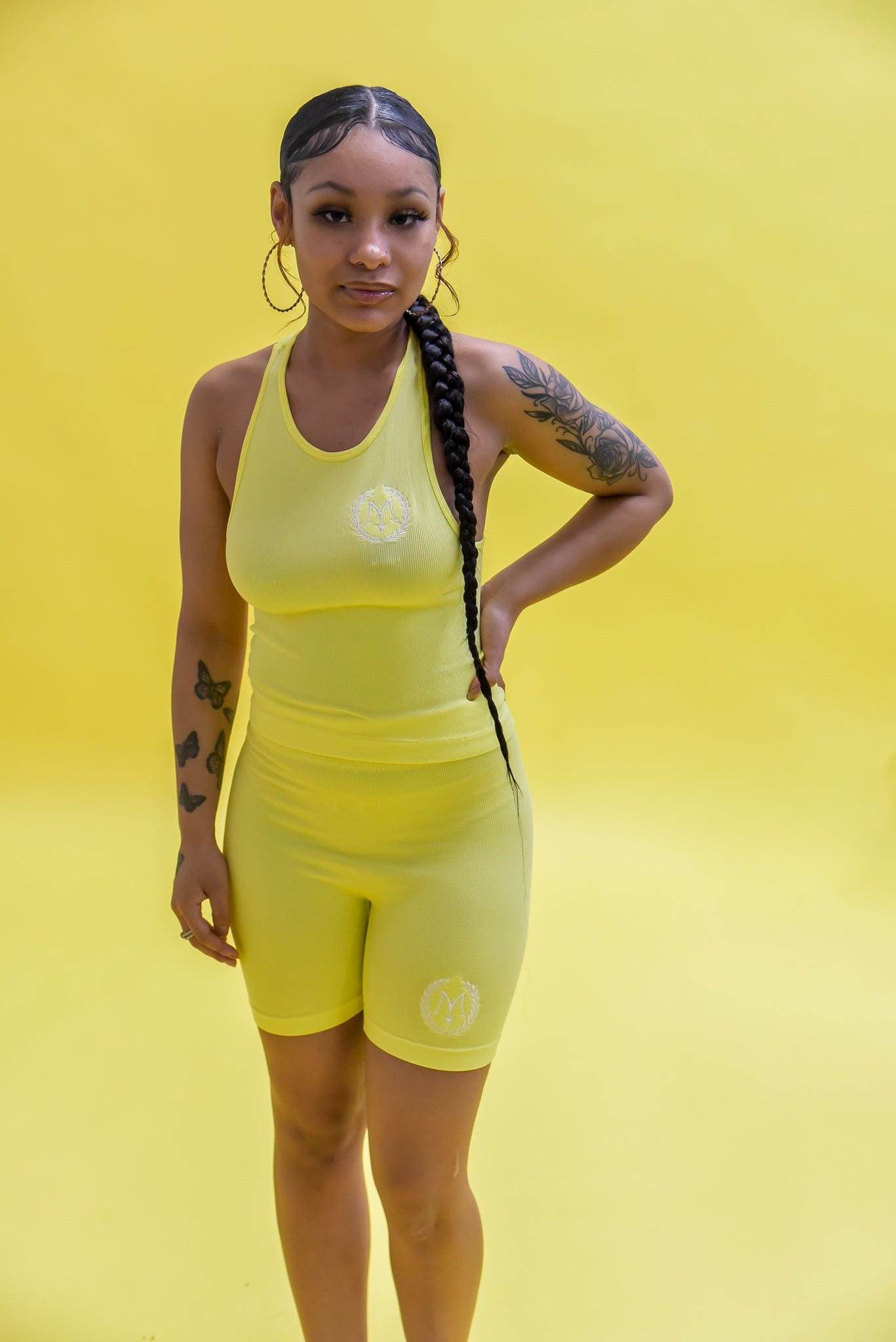 Mastermind315 SET Yellow  Biker short set