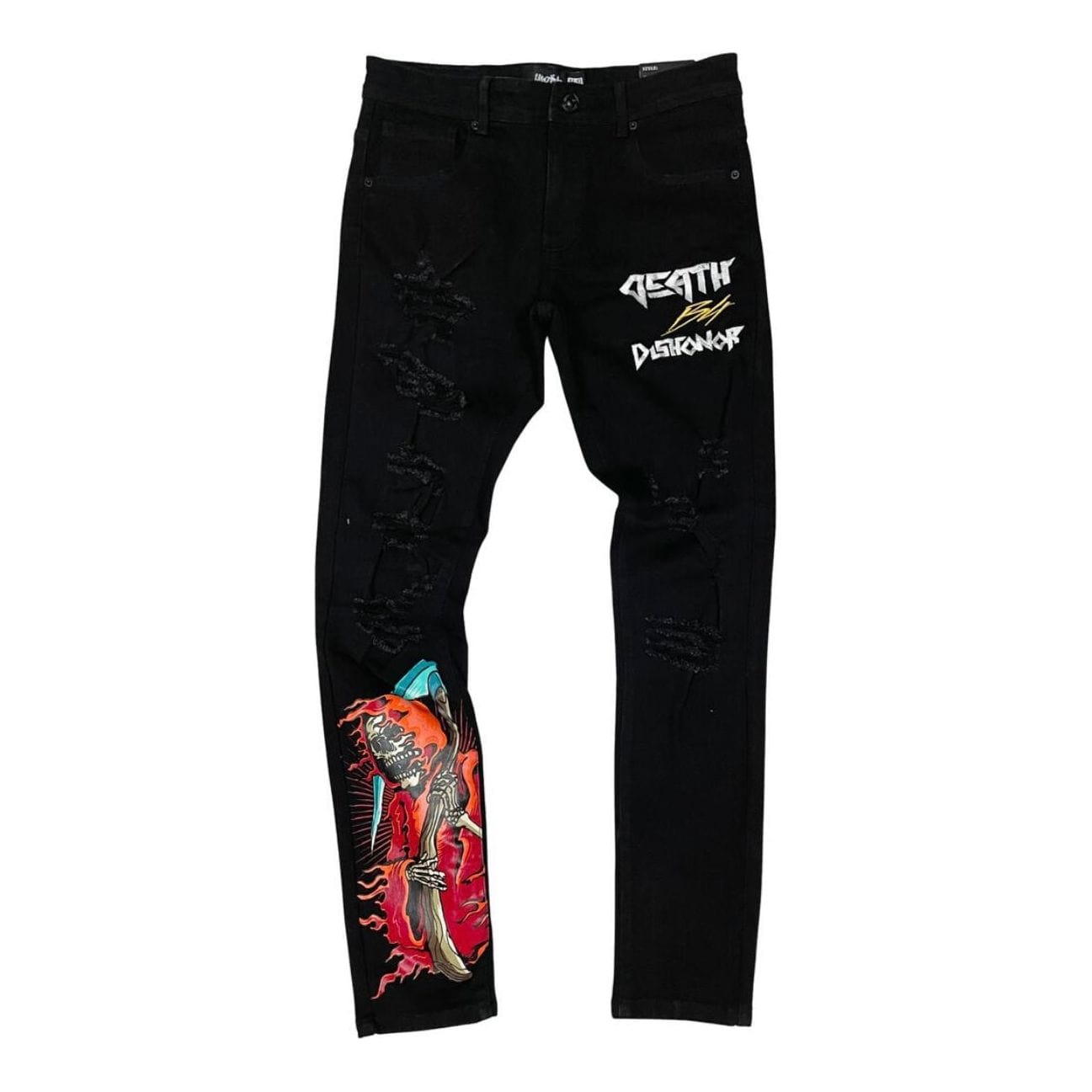 MD FASHION Blk Death B4 Dishonor denim