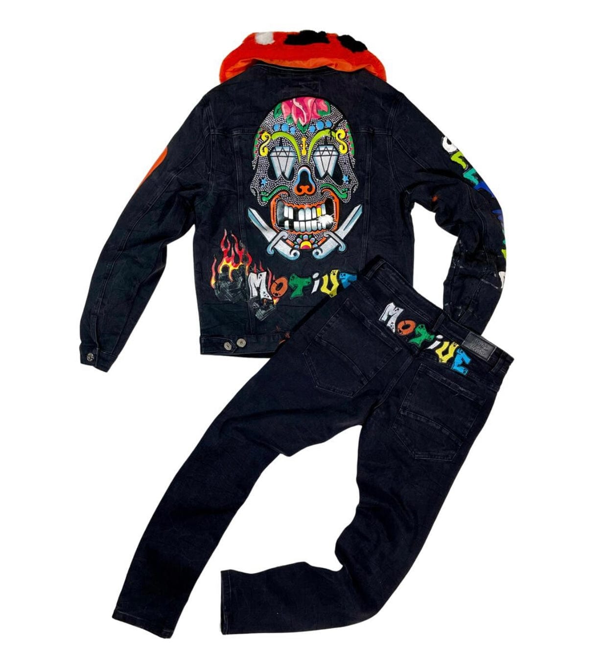 MD FASHION Blk Graffiti  Denim